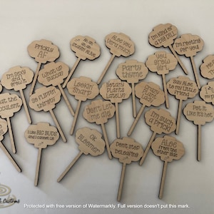 Juego de 26 estacas divertidas para plantas y puesto de mercado (descarga digital, Glowforge, SVG)