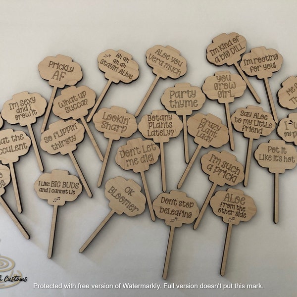 Set of 26 Funny Plant Stakes and Market Stand Digital Download, Glowforge, SVG