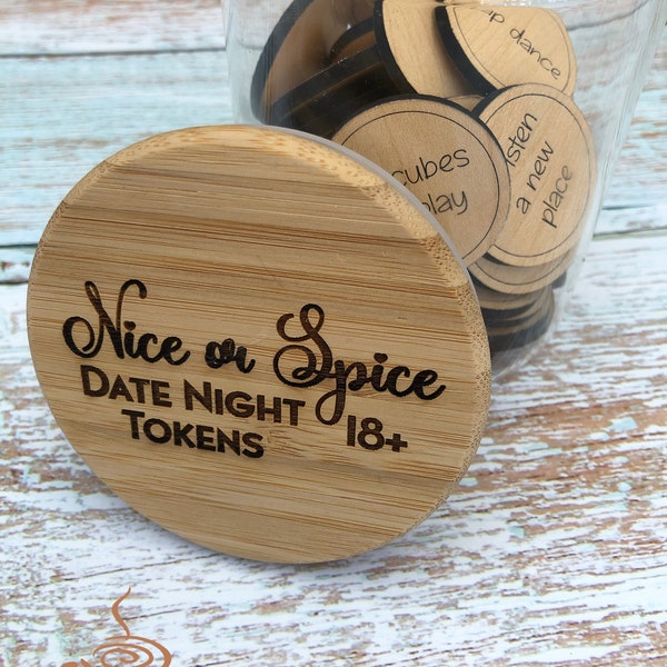Nice oder Spice Date Night Token für 18 plus SVG, Digitale Datei, Glowforge Laserdatei