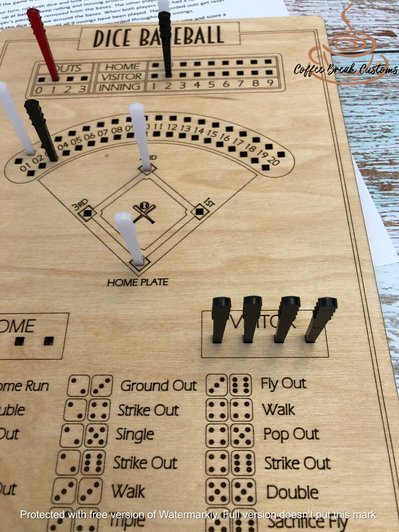 Dice Baseball Board Game Digital File Ready Game Etsy Canada