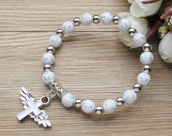 12 Pcs Angel Wing Cross Bracelet Favor for Boy and Girl - Baptism Favor / Christening Favor / Bautizo Recuerdos