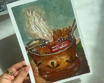 Watercolour hotpot print