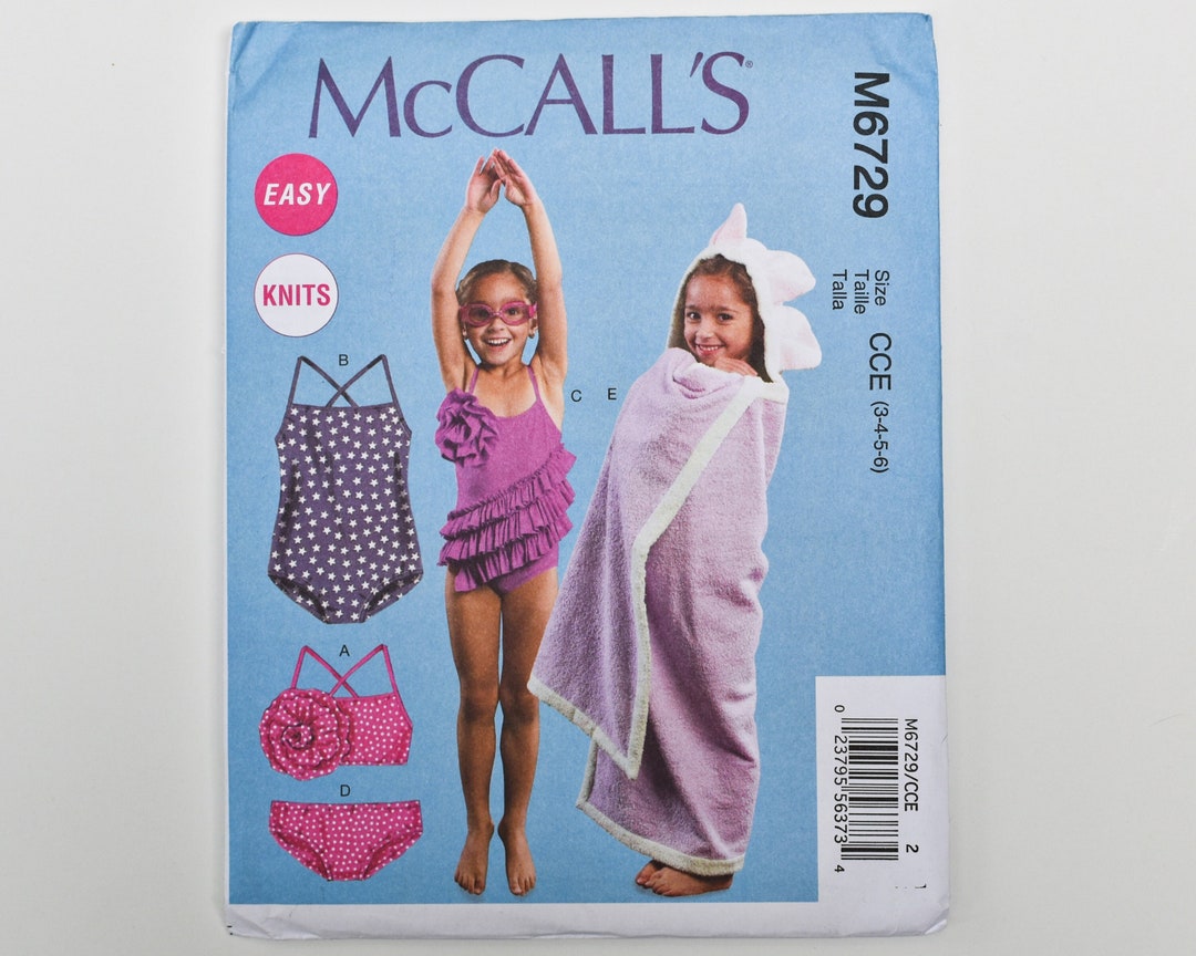 Mccall's 6729 Kids Swimsuit Pattern Sizes 36 Etsy