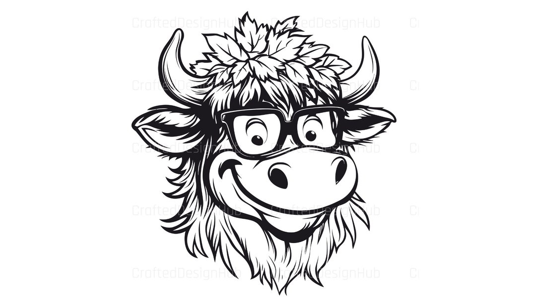 Highland Cow SVG PNG Digital Download Highland Cow With Glasses Vector ...