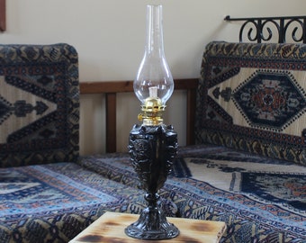 Lámpara de aceite vintage, lámpara de queroseno, farol de aceite vintage, antorcha de latón, vela artesanal, lámpara de noche, lámpara vintage, nostálgica, 50 x 12 cm