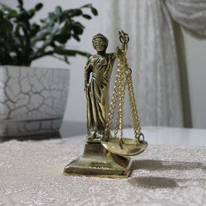 Lady Justice Statue, Themis Goddess Statue, Goddess of Justice, Lawyer Gift, Greek Sculpture,Brass Casting, Handmade, 5.9&quot;x5.1&quot;x3.15&quot;