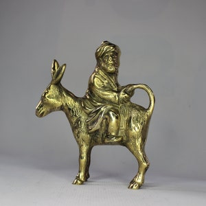 Mann reitender Esel rückwärts Statue, Esel Statue, Messingguss, handgemachtes Geschenk, dekorativ, Ornament, Figur, Vintage Geschenk, Tischdekoration
