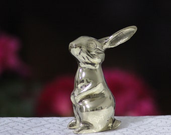 Brass Rabbit Sculpture, Home decor, Room Decor, Rabbit Statue, Personalized decor, Handmade Gift, Vintage, Golden Rabbit