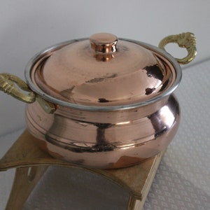 Copper Pan and Pot / cooking utensils / cooking pot / Covered Double Handled Pan / copper vintage / Handmade Copper Pan /Mother&#39;s day gift
