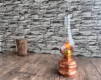 Lámpara de aceite vintage, sombra de lámpara de aceite, lámpara de aceite antigua, vidrio de lámpara de aceite, lámpara hecha a mano, lámpara de chimenea, lámpara de aceite de cobre, lámpara de cabecera, lámpara de queroseno