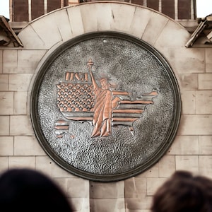 Wanddekor mit amerikanischer Flagge, Wandkunst mit amerikanischer Karte, Wandkunst mit amerikanischer Freiheitsstatue, Wanddekor mit USA-Flagge, Wanddekor mit USA-Karte, Wanddekor 27 "x 27"