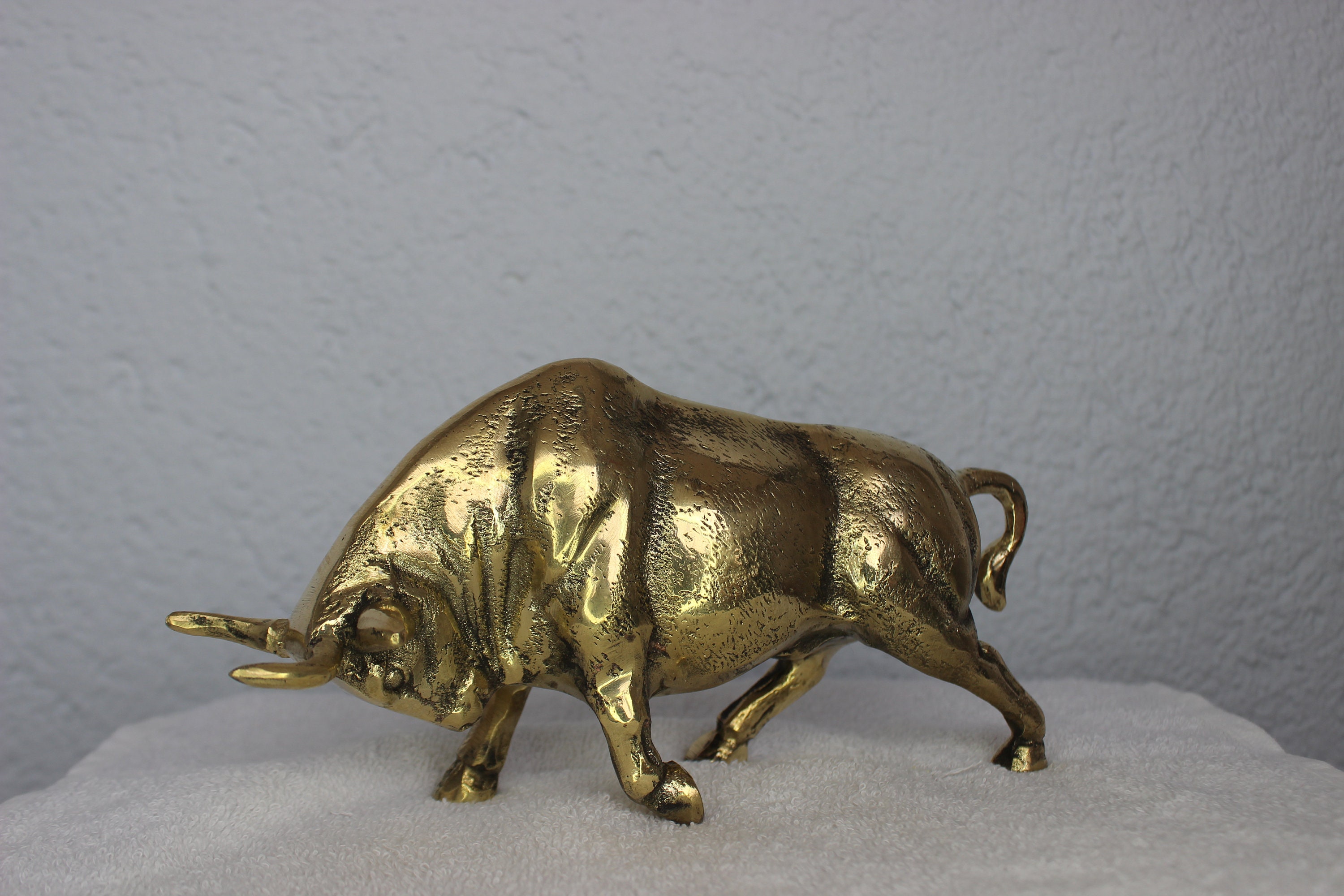 Golden Bull Brass Sculpture Vintage Ornament Bull Etsy