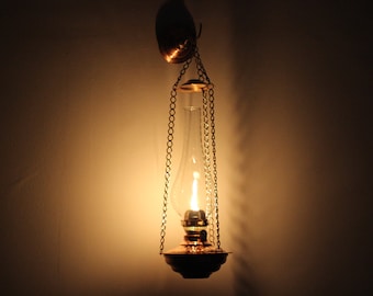 Wall Hanging Oil Lamp Vintage, Oil Lamp Antique, Oil Lamp Glass, Handmade Lamp, Lamp Chimney,Copper Oil Lamp, Bedside Lamp, Kerosene lamp