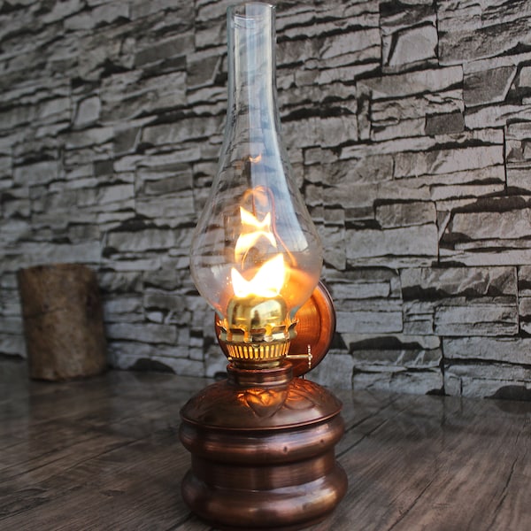 Copper Oil Lamp,  Vintage Oil Lamp, Table Lamp, Wall Hanging Lamp, Handmade Lamp, Decoratife oil lamp, Christmas Gift, Kerosene Lamp