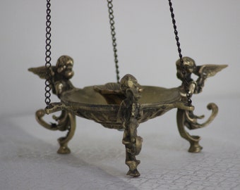 Hanging Candle Holder,Angel Figure, Vintage Candle Holder, Handmade Brass, Chain candle holder, Wall Decor, Home Decor, Table Decor