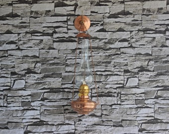 Lampa naftowa wisząca na ścianę w stylu vintage, lampa naftowa antyczna, lampa naftowa szklana, lampa ręcznie robiona, kominek do lampy, miedziana lampa naftowa, lampka nocna, prezent świąteczny