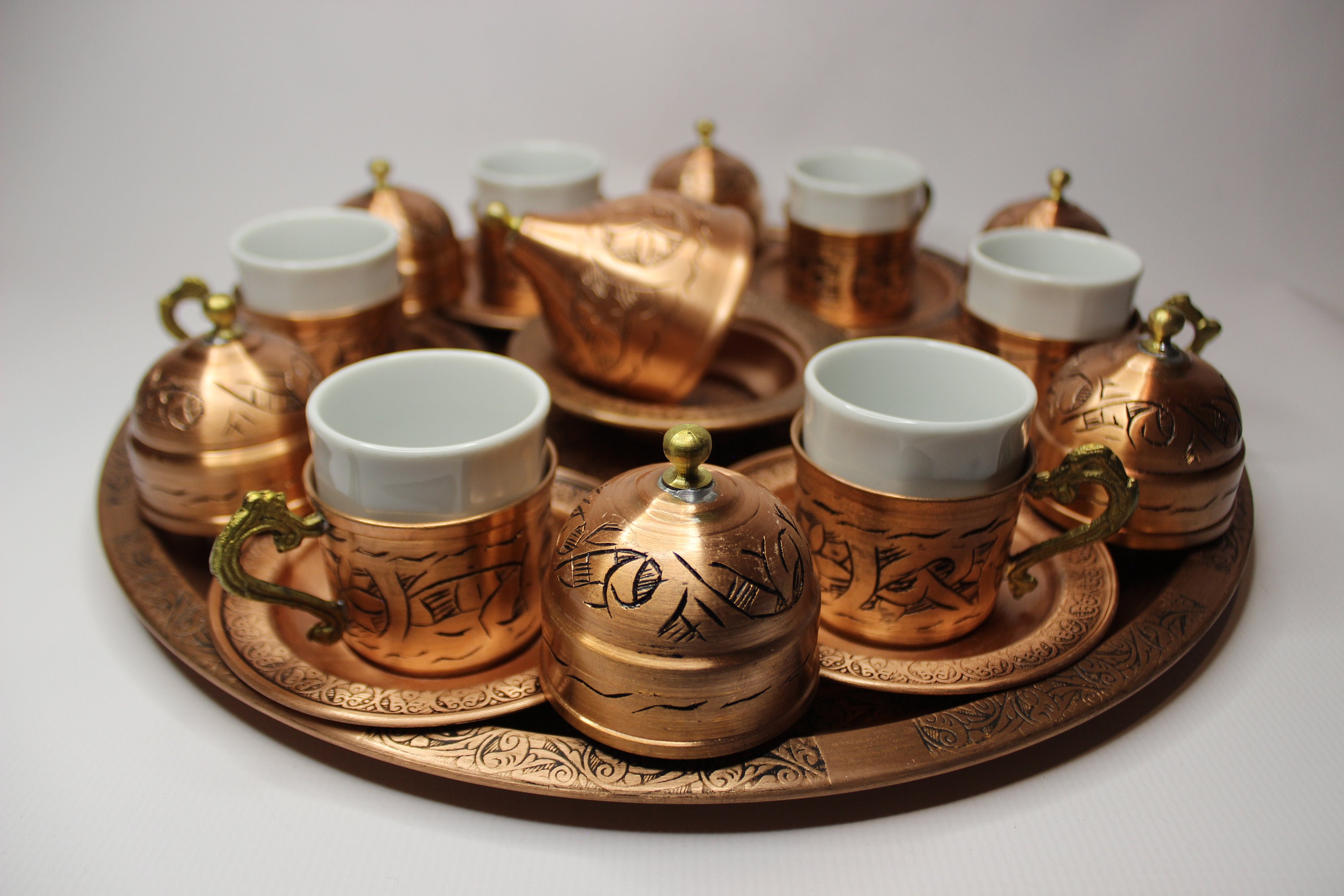 Copper Turkish Coffee SetSet of 6 Coffee Set Turkish Coffee Etsy
