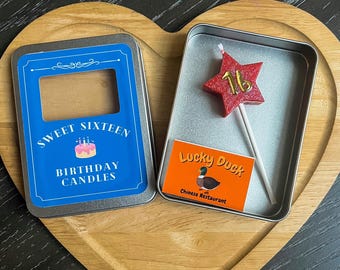 Single Candle, 16 Wishes Single Candle + Matches + Wish Lists, 16 Wishes Movie, 16 Wishes Candle Box, Birthday Candles, Sixteen Candles