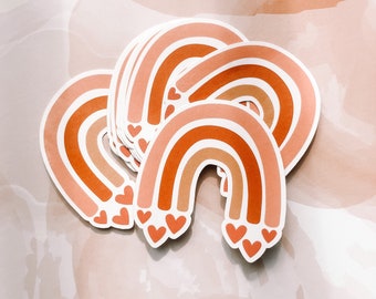 Boho Rainbow Hearts Stickers - Stickers - Boho Stickers - Rainbow Stickers - Heart Stickers