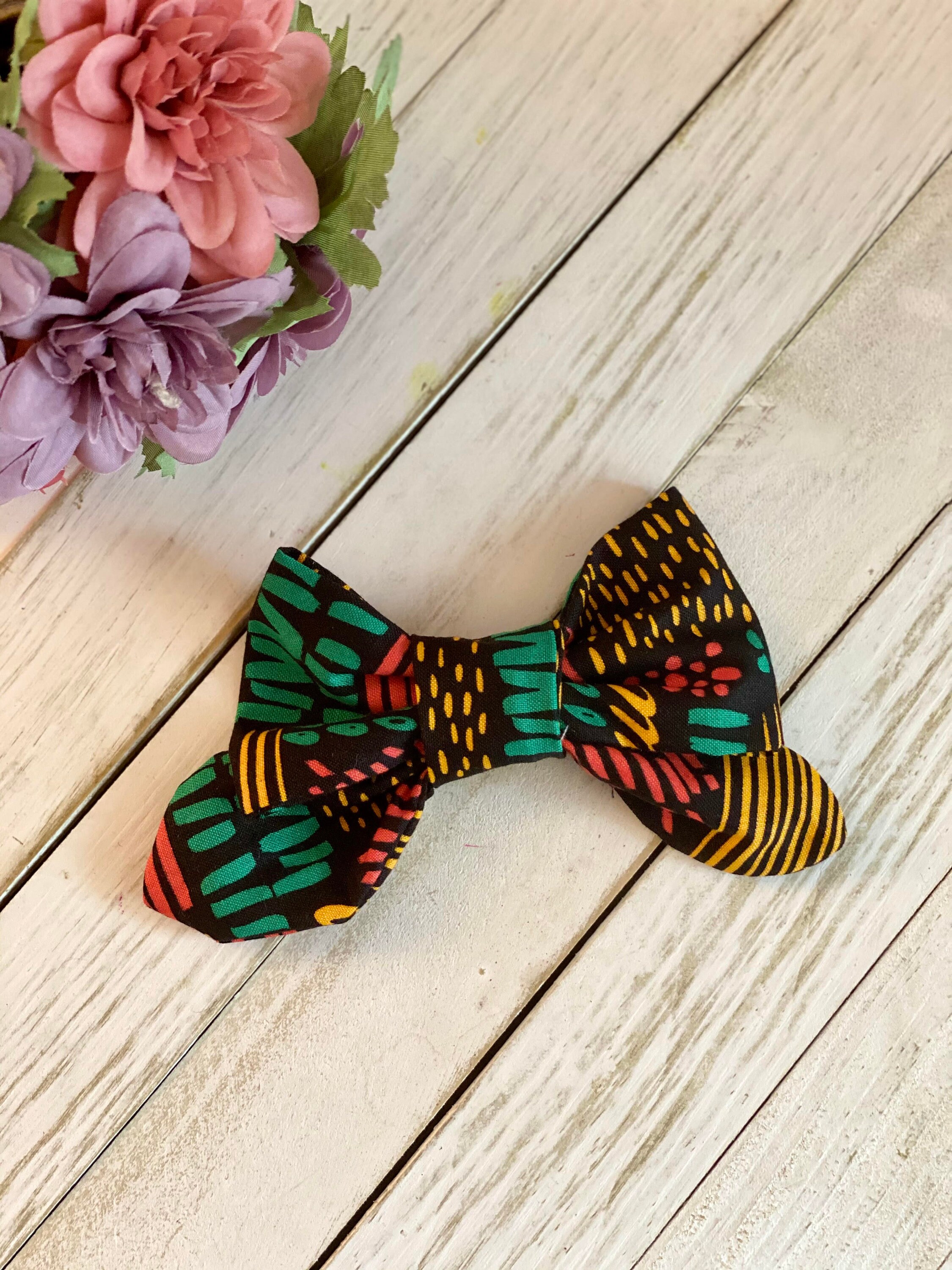 Alligator Clip Hair Bow Black History Month Etsy