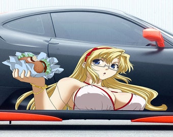 Naklejka na samochód z dziewczyną z anime, grafika pojazdu z japońskiej mangi