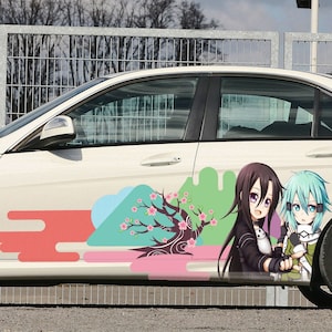 Cute Girl Anime Sticker, Sexy Anime Stickers Japanese color tree Anime Vehicle Anime Car Wrap Side, Cast Vinyl Wrap, Racing Car Decal - G-21