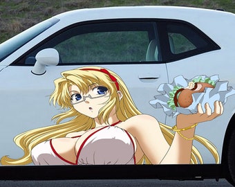 Envoltura de coche Waifu, gráficos laterales de coche de chica anime sexy