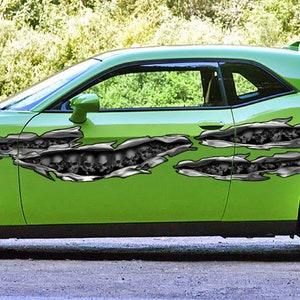 Car vinyl full color tribal skulls decal Full color Car side graphics sticker big Flag Skull Car wrap Car vinyl Tribal skulls car - ZZLA_4