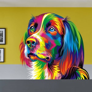 Spaniel Sticker for Her Dog Wall Sticker 3d Spaniel Sticker Decor Vinyl Dog 3d Wall Decal for Dog Moms Room Decor Colorful Spaniel Art Deco