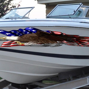US Flag Eagle Boat Decal: Patriotic Yacht Wrap Graphic