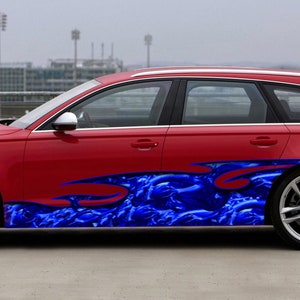 3D Dragons Car Wrap, Ripped Metal Full Color Car Vinyl Design, Car Vinyl Dragon, Car Side Full Color Vinyl Sticker, Wraps for Cars - ZWE_2