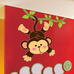 Monkey Polygonal Wall decal, Monkey Stickers ,Hanging Monkey Decorations, Wall Decals, Animal Stickers, Safari animals wall decal - AN096