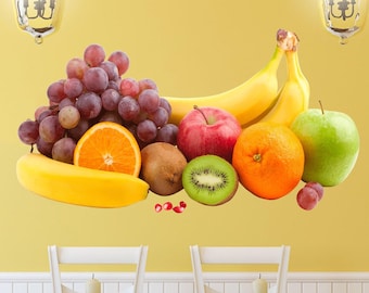 Adesivo Murale Cucina Frutta E Verdura – Set 3 Pezzi In Vinile Impermeabile, Rimovibile E Fai-da-te