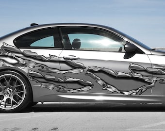 Ripped Metal Full Color Car Vinyl Design, Racing Car Decal, Car Vinyl ...