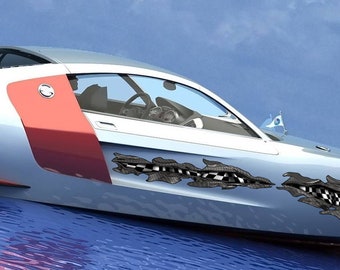 Calcomanías para barcos con bandera a cuadros: vinilos de carreras de metal rasgado