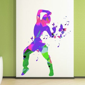 Vinyl wall decal music Dance studio Hip hop dancer Stickers Club Room decor Girl silhouette art Dancing School  GD-307