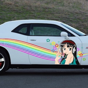 Anime Car Side Graphics Vinyl Car Stickers Decal Japanese Anime Girl Car Wrap Graphic Manga Auto Decor Design Ideas Sticker for Anime Lover