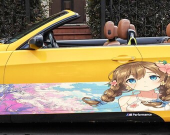 Naklejka na samochód z uroczą dziewczyną z anime, grafika pojazdu wyścigowego