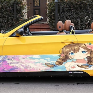 Cute Girl Anime Sticker, Sexy Anime Stickers, Japanese Anime Vehicle Livery, Anime Car Wrap Side, Cast Vinyl Wrap, Racing Car Decal - G-14