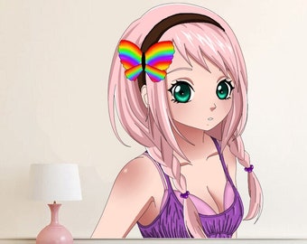 Anime Girl Wall Decal – Cute Art Stickers for Car, Room Decor