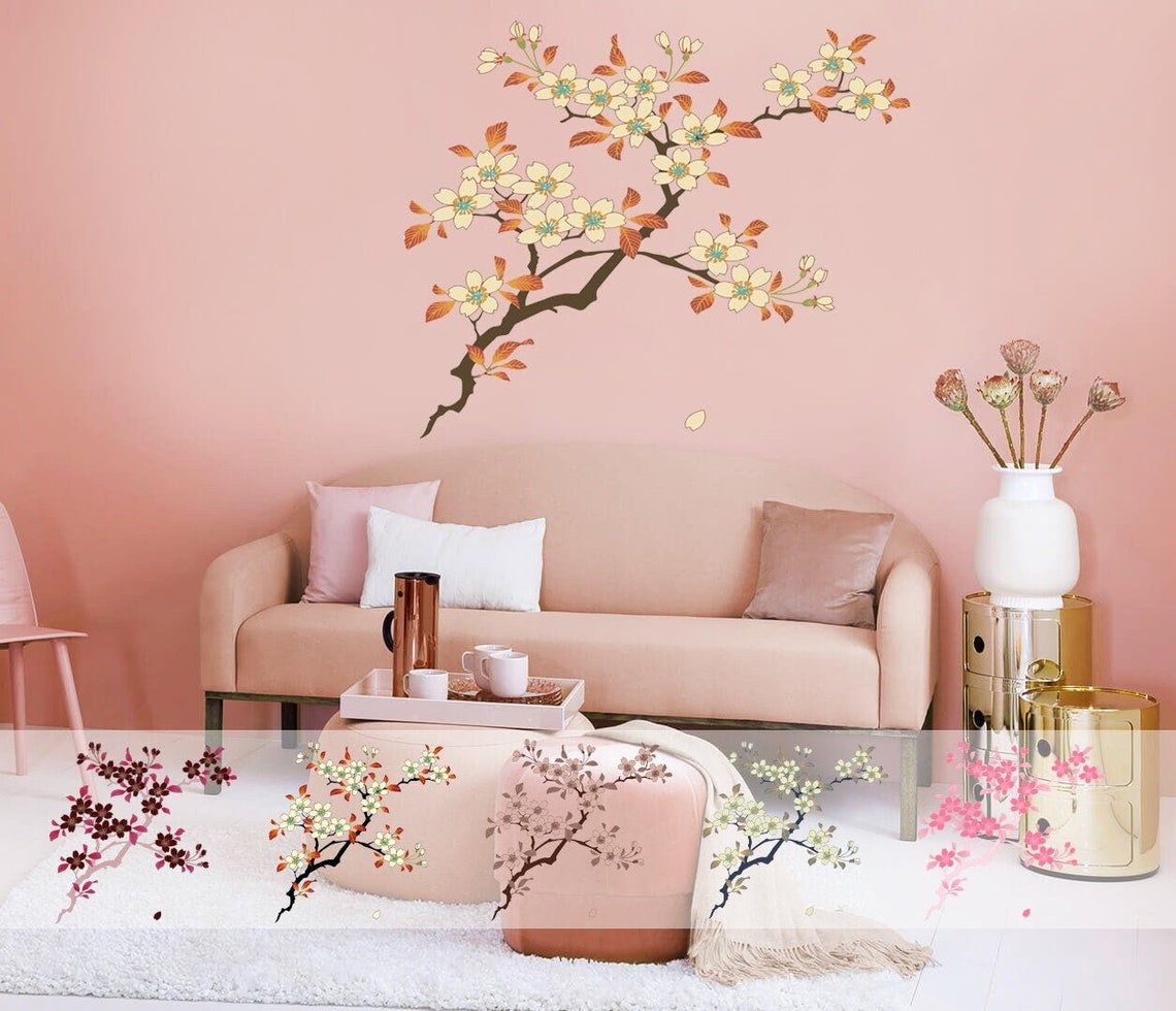 Japanese Tree Wall Art Decal Stickers Boho Sakura Branch Etsy