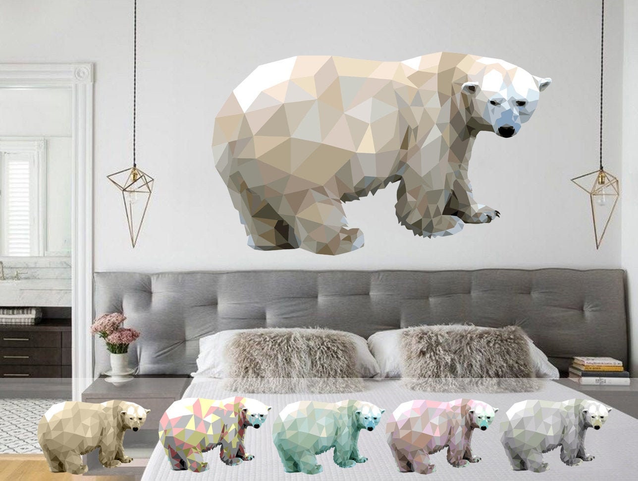 Wall Decor Polar Bear Decal Polygon Art Polar-Bear Stickers White Forest  Animal Nursery Low Poly Animal - Gd-336 - Yahoo Shopping