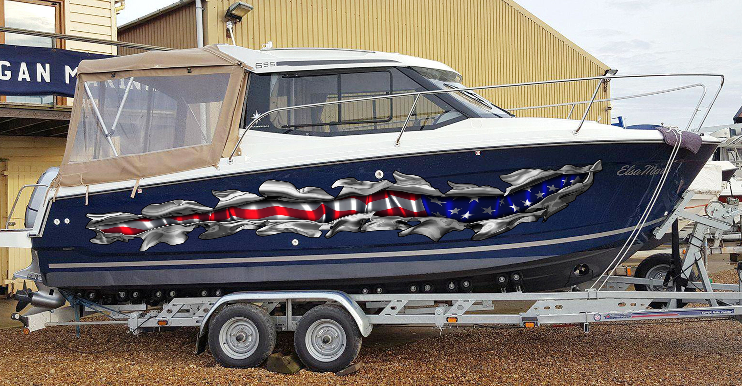 USA Flag Boat Wrap Flag Boat Vinyl Big Flag Boat Graphics Etsy