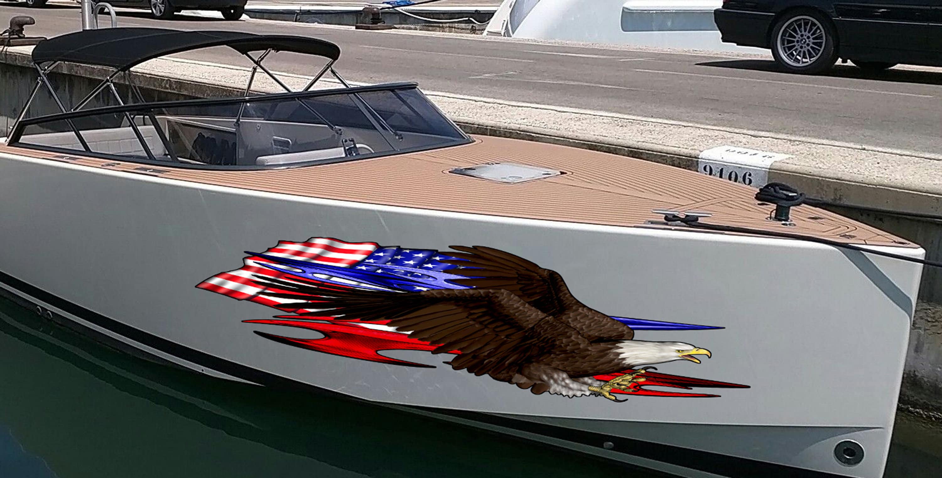 USA Flag Boat Wrap Ripped Metal 3D Bald Eagle Watercraft Etsy