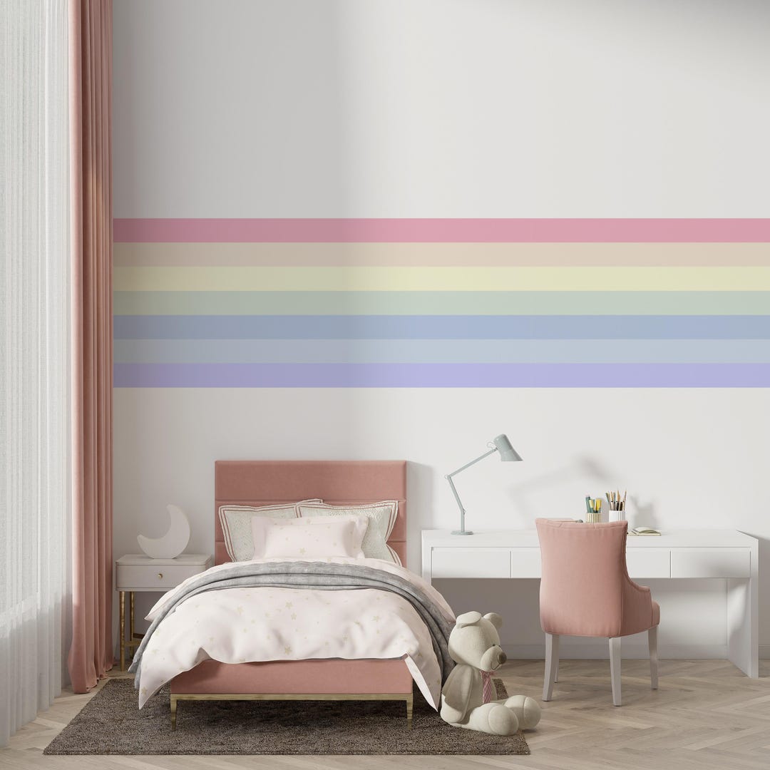 Rainbow Vinyl Decal Wall Decor Kids Classic Rainbow Peel and Stick - Etsy