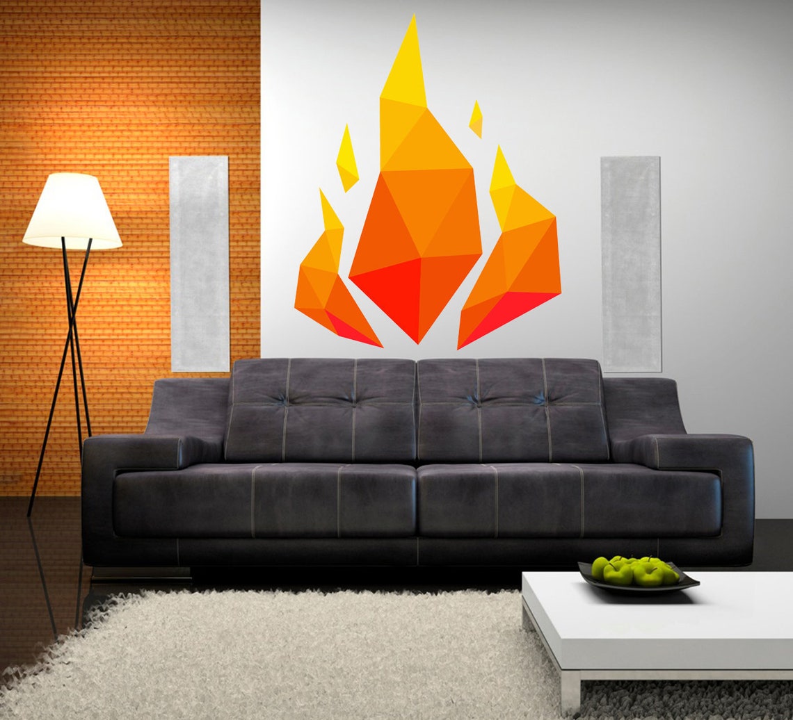 Fire Wall Decals Flame Wall Decal Flames Wall Decor Vinyl Etsy