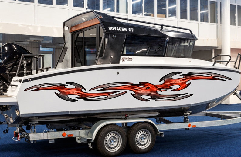 thumbnail image 2 of Imagnt Studio Set Of 2 Boat Hull Vinyl Decals Beetle Only For Scarab Boat, Restoration Stickers Kit (Silver, 8 X 7 Inches 2 of 12
