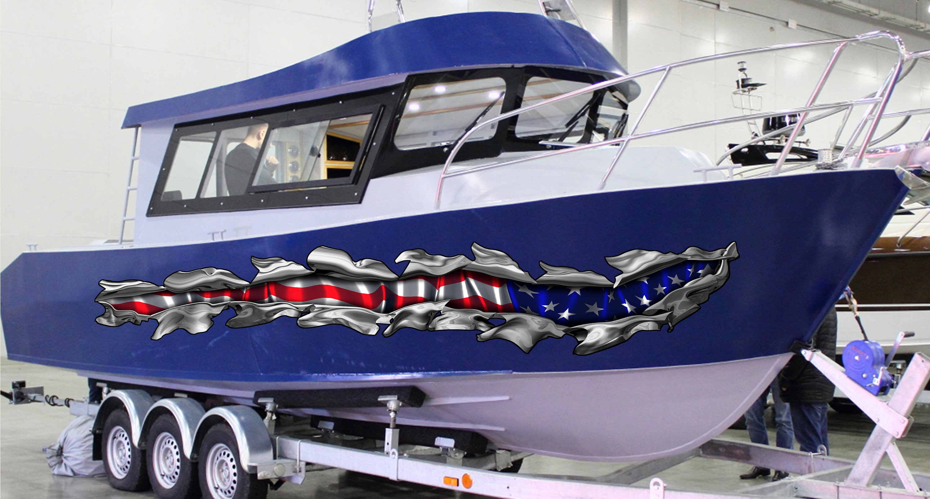 USA Flag Boat Wrap Flag Boat Vinyl Big Flag Boat Graphics Etsy