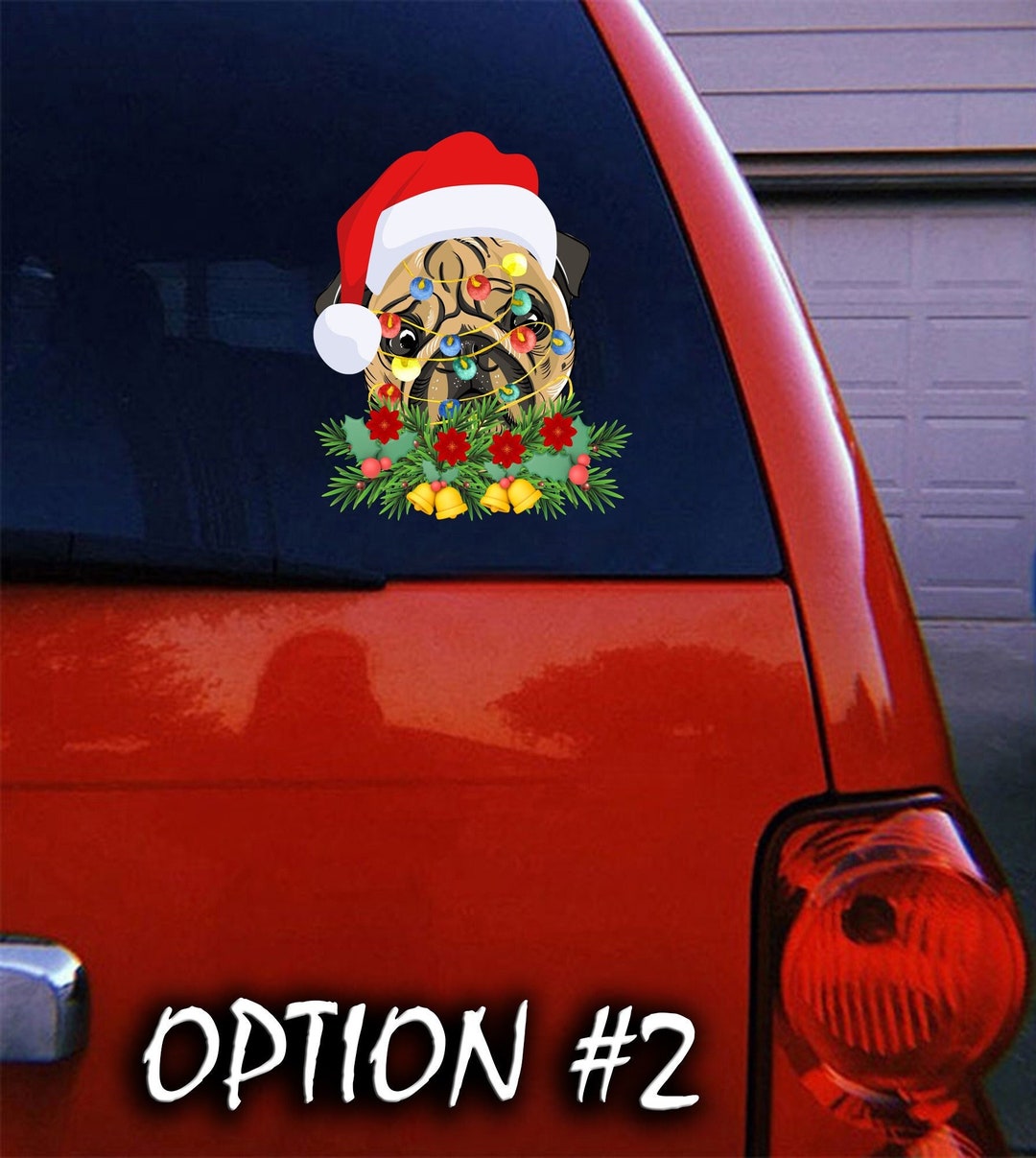 Car Glass Sticker Gift Christmas Dog Stickers Holiday Car Etsy
