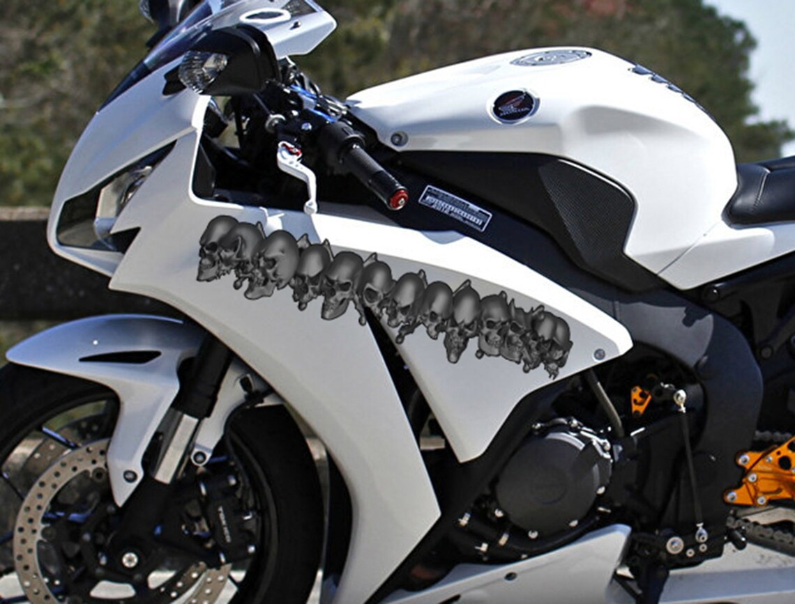 Skull Racing Sticker Skull Dirt Bike Full Color Vinyl Sticker Skull Sport Bike Decals ...